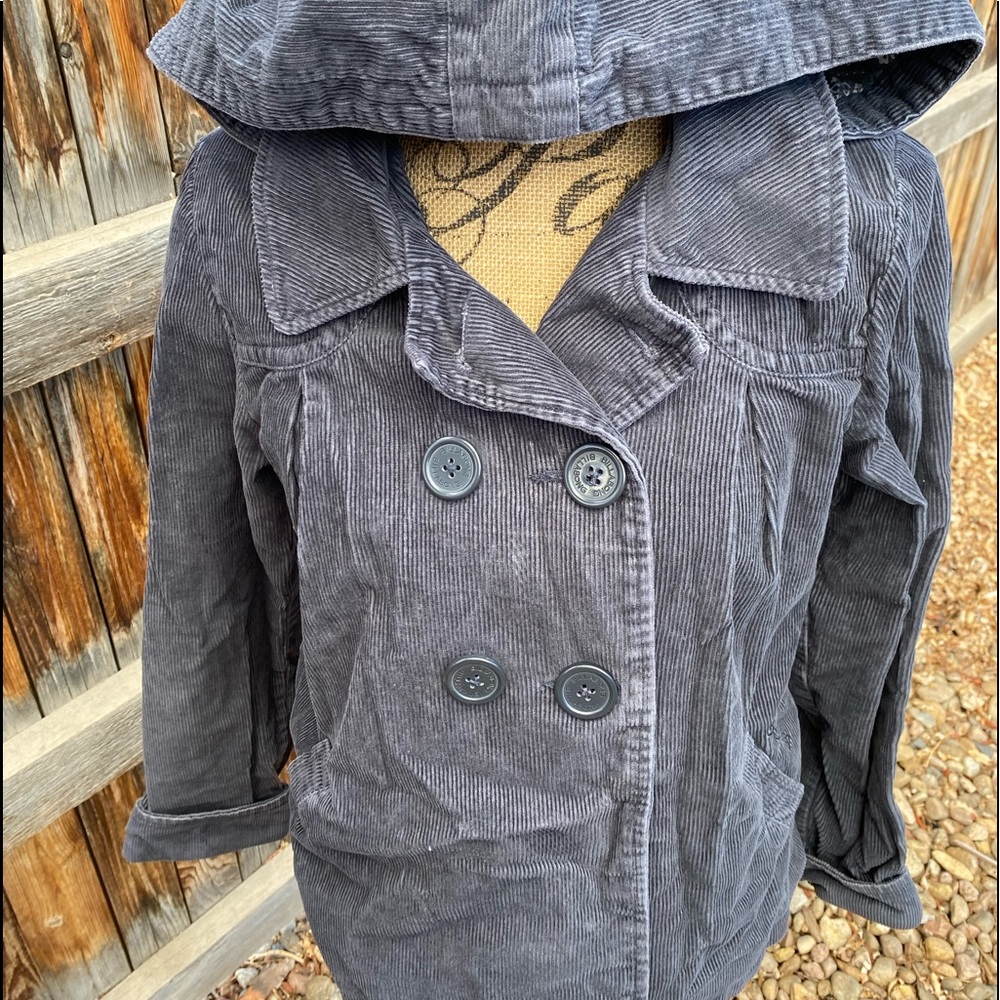 Billabong corduroy blue jacket with removable hood